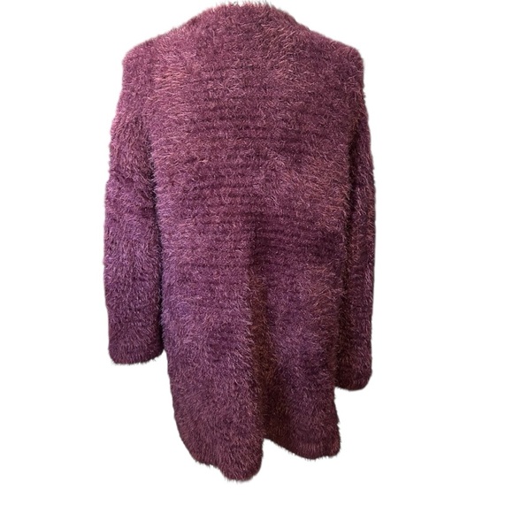 Chelsea28 Soft Eyelash Open Front Cardigan Plum Color Sz Small - Picture 4 of 9